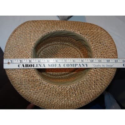 Womens Straw Cowboy Hat Woven Patterned Band Made in USA Small - Thumbnail 8