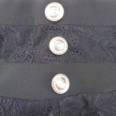 Cover Charge Black Floral Lace Overlay Leggings High Waisted Button Detail - Thumbnail 5