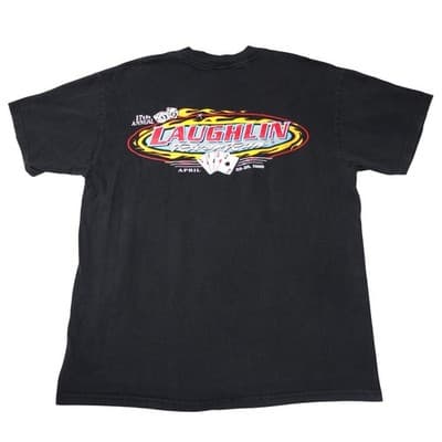 Vintage 1999 Laughlin River Run Biker T-Shirt Mens Large Black Hanes 90s Rally - Thumbnail 3