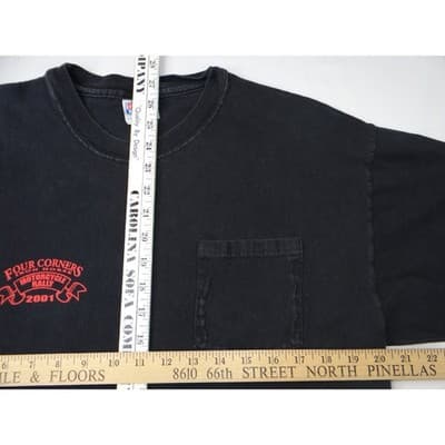 Vintage Hanes Beefy-T 2001 Four Corners Motorcycle Rally Pocket T-Shirt Mens Lrg - Thumbnail 6