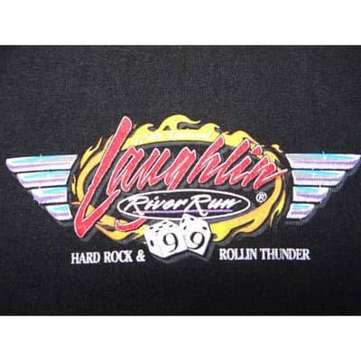 Vintage 1999 Laughlin River Run Biker T-Shirt Mens Large Black Hanes 90s Rally - Thumbnail 5