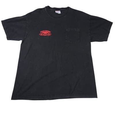 Vintage Hanes Beefy-T 2001 Four Corners Motorcycle Rally Pocket T-Shirt Mens Lrg