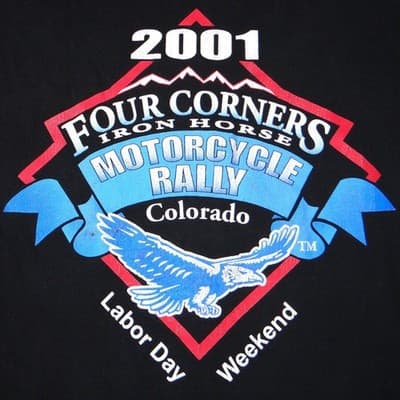Vintage Hanes Beefy-T 2001 Four Corners Motorcycle Rally Pocket T-Shirt Mens Lrg - Thumbnail 5