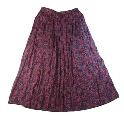 Portraits by Northern Isles Pleated Maxi Skirt Paisley Print Rayon Size 8