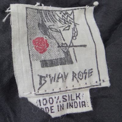 Vintage B'way Rose Vintage 100% Silk Beaded Sequin Vest Black Silver Chevron-ish - Thumbnail 2