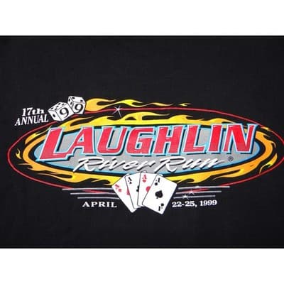 Vintage 1999 Laughlin River Run Biker T-Shirt Mens Large Black Hanes 90s Rally - Thumbnail 4