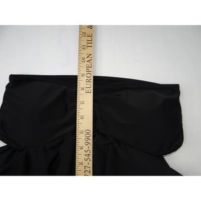 Womens Black Bandeau Peplum Ruffle Bikini Top Small Strapless Swimwear - Thumbnail 5