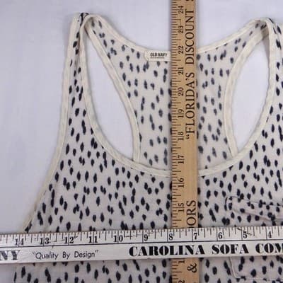 Y2K Vibes Old Navy Women's Juniors Medium Cream Leopard Print Racerback Tank Top - Thumbnail 4