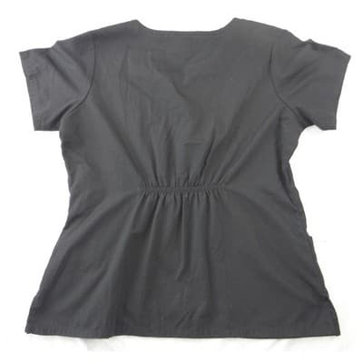 Cherokee Workwear Black Scrub Top Womens Large Notched V-Neck Cinched Back 2223 - Thumbnail 6