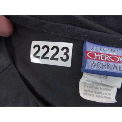 Cherokee Workwear Black Scrub Top Womens Large Notched V-Neck Cinched Back 2223 - Thumbnail 7