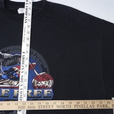Vintage Alstyle Ride Free Motorcycle Eagle POW MIA Veteran Tee Mens 2XL Black - Thumbnail 5