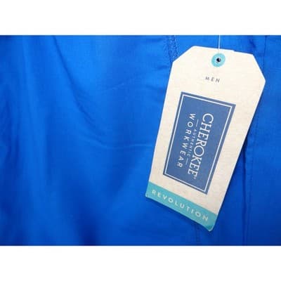 Men's Medical Scrubs Blue Elastic Waist Pants - NWT - Size Large - Thumbnail 4