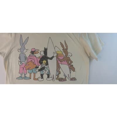 Vintage Looney Tunes Crew Graphic T Shirt Women's Cream Bugs Bunny Daffy Duck - Thumbnail 8