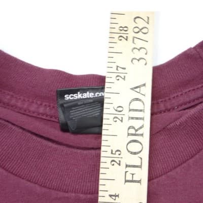 Santa Cruz Skateboards Logo Graphic T-Shirt Mens Large Burgundy Maroon Checkered - Thumbnail 7