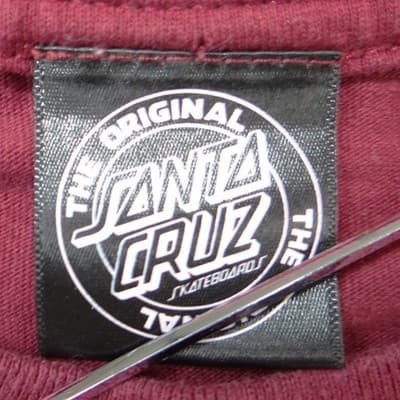 Santa Cruz Skateboards Logo Graphic T-Shirt Mens Large Burgundy Maroon Checkered - Thumbnail 2