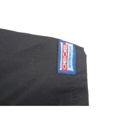 Cherokee Workwear Black Scrub Top Womens Large Notched V-Neck Cinched Back 2223 - Thumbnail 4