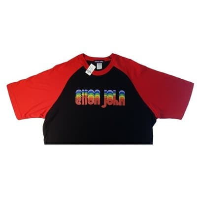 Elton John Rainbow Logo Raglan T Shirt Black Red Size Large - Thumbnail 5