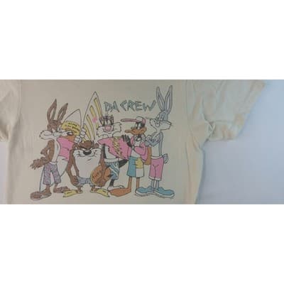 Vintage Looney Tunes Crew Graphic T Shirt Women's Cream Bugs Bunny Daffy Duck - Thumbnail 6