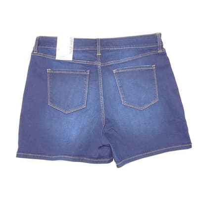 NWT-Nine West Womens High Rise Button Fly Denim Shorts Dark Wash Rinse - Thumbnail 5
