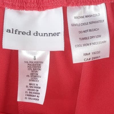 NWT Alfred Dunner Womens Coral Elastic Waist Cropped Pants Sz 8 Polyester Blend - Thumbnail 2