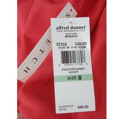 NWT Alfred Dunner Womens Coral Elastic Waist Cropped Pants Sz 8 Polyester Blend - Thumbnail 6