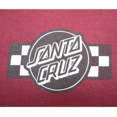 Santa Cruz Skateboards Logo Graphic T-Shirt Mens Large Burgundy Maroon Checkered - Thumbnail 5