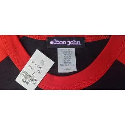 Elton John Rainbow Logo Raglan T Shirt Black Red Size Large - Thumbnail 2