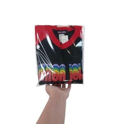 Elton John Rainbow Logo Raglan T Shirt Black Red Size Large - Thumbnail 10