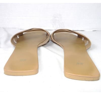 HM Womens Beige Square Toe Crisscross Strap Flat Slide Sandals Size 39 2374 - Thumbnail 5