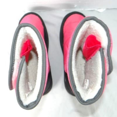Girls Pink Snow Boots Snowflake Insulated Winter Faux Fur Lined Size 2 - Thumbnail 6