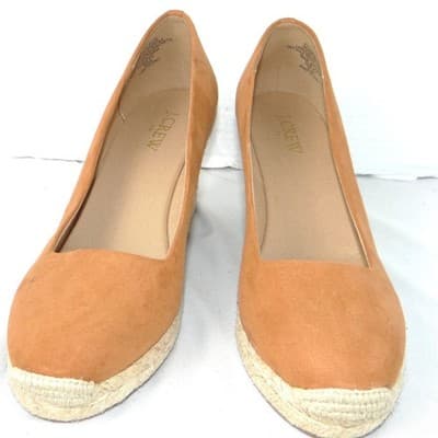 J. Crew Womens Tan Faux Suede Espadrille Wedge Pumps Camel Size 6.5 - Thumbnail 4