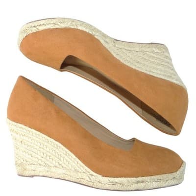 J. Crew Womens Tan Faux Suede Espadrille Wedge Pumps Camel Size 6.5
