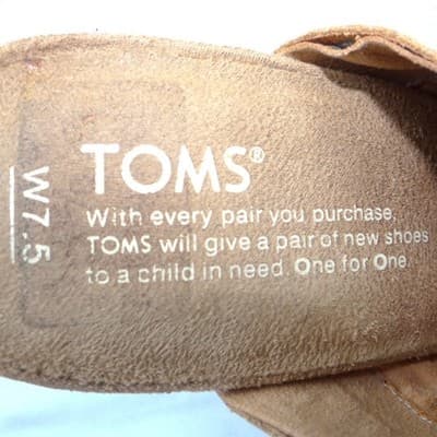 TOMS Majorca Perforated Suede Mules Sand Tan Block Heel Sandals Womens 7.5 - Thumbnail 3
