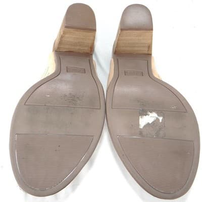 TOMS Majorca Perforated Suede Mules Sand Tan Block Heel Sandals Womens 7.5 - Thumbnail 7