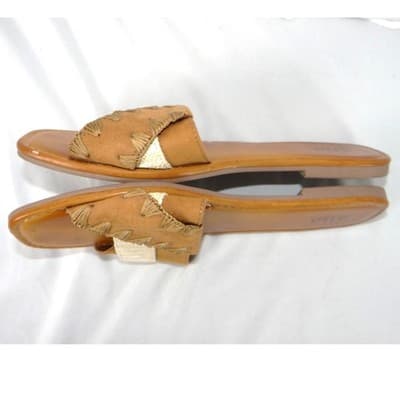 a.n.a a new approach Garth Womens Tan Woven Strap Flat Slide Sandals Size 8M - Thumbnail 2