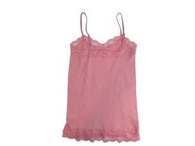 Vintage Y2K Pink Lace Trim Chemise Sleepwear M/L - Thumbnail 2