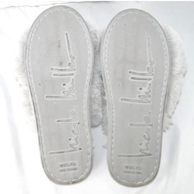 Nicole Miller New York Womens Faux Fur Criss Cross Slippers Grey Size M 6.5-7.5 - Thumbnail 7