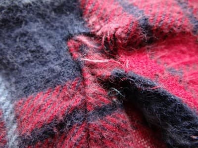 Men's Red and Navy Plaid Flannel Casual Shirt - Thumbnail 3