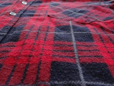 Men's Red and Navy Plaid Flannel Casual Shirt - Thumbnail 4