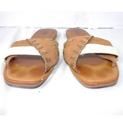 a.n.a a new approach Garth Womens Tan Woven Strap Flat Slide Sandals Size 8M - Thumbnail 4