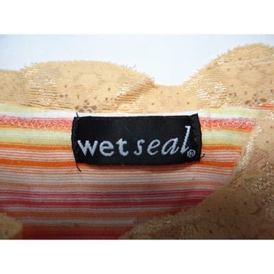Y2K Wet Seal Lace Trim Striped Cami & American Eagle Ribbed Tank Top Bundle 2pc - Thumbnail 2