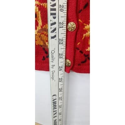 Vintage Susan Bristol Red Embroidered V Neck Button Sleeveless Vest Femme L - Thumbnail 7
