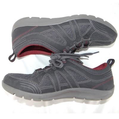 Rockport Walking Sneakers Womens 7.5 Charcoal Grey Burgundy Low Top Shoe - Thumbnail 2