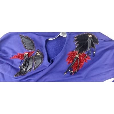 Adriano by I Fatigati Womens Purple Embellished Sweatshirt Size M - Thumbnail 8
