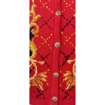 Vintage Susan Bristol Red Embroidered V Neck Button Sleeveless Vest Femme L - Thumbnail 5