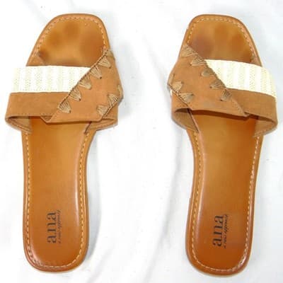 a.n.a a new approach Garth Womens Tan Woven Strap Flat Slide Sandals Size 8M - Thumbnail 5