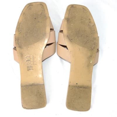 HM Womens Beige Square Toe Crisscross Strap Flat Slide Sandals Size 39 2374 - Thumbnail 7