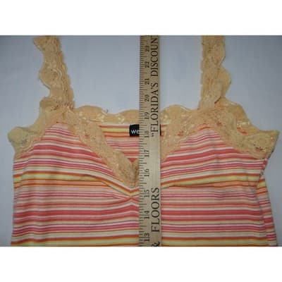 Y2K Wet Seal Lace Trim Striped Cami & American Eagle Ribbed Tank Top Bundle 2pc - Thumbnail 3