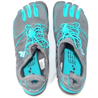 Fila Skele-Toes EZ Slide Womens 7.5 Gray Teal Four Toe Barefoot Shoes - Thumbnail 6
