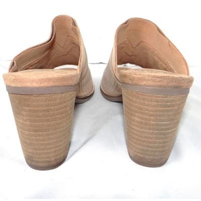 TOMS Majorca Perforated Suede Mules Sand Tan Block Heel Sandals Womens 7.5 - Thumbnail 5